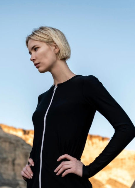 Long-Sleeved Front Zip Swim Cardigan - Cover