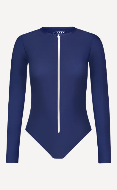 Long-Sleeved Front Zip Swimsuit (Higher Leg/Full Bottom) - Cover