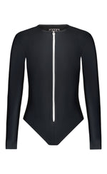 Long-Sleeved Front Zip Swimsuit (Higher Leg/Full Bottom) - Cover