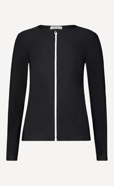 Long-Sleeved Front Zip Swim Cardigan