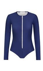 Long-Sleeved Front Zip Swimsuit One-Piece Cover Clothing 
