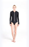 Long-Sleeved Hooded Front-Zip Swimsuit One-Piece Cover Clothing 