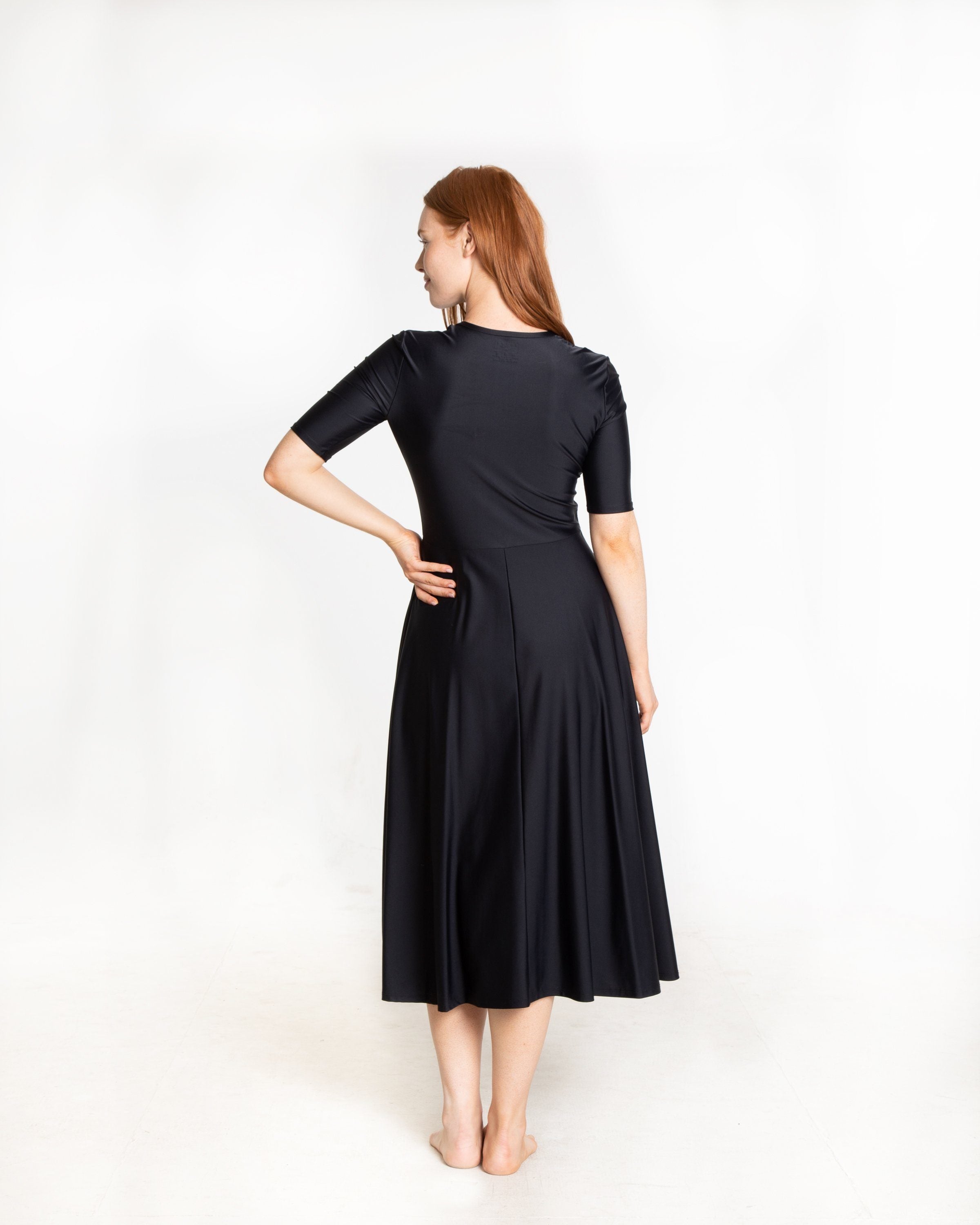 Black elbow sleeve dress best sale