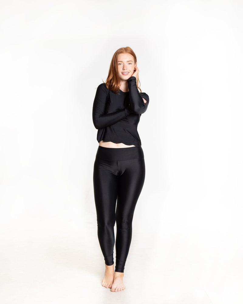 Undercover Waterwear Women's Swim Leggings Athletic Capris- UV Protection  Cover Up Swim Tights- Plus Size Too (Black, 6X-Large)
